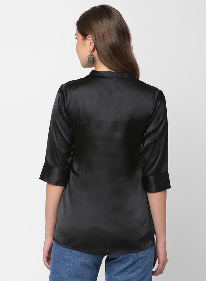 ميش بلوزة ساتان بنمط لف - Image 4